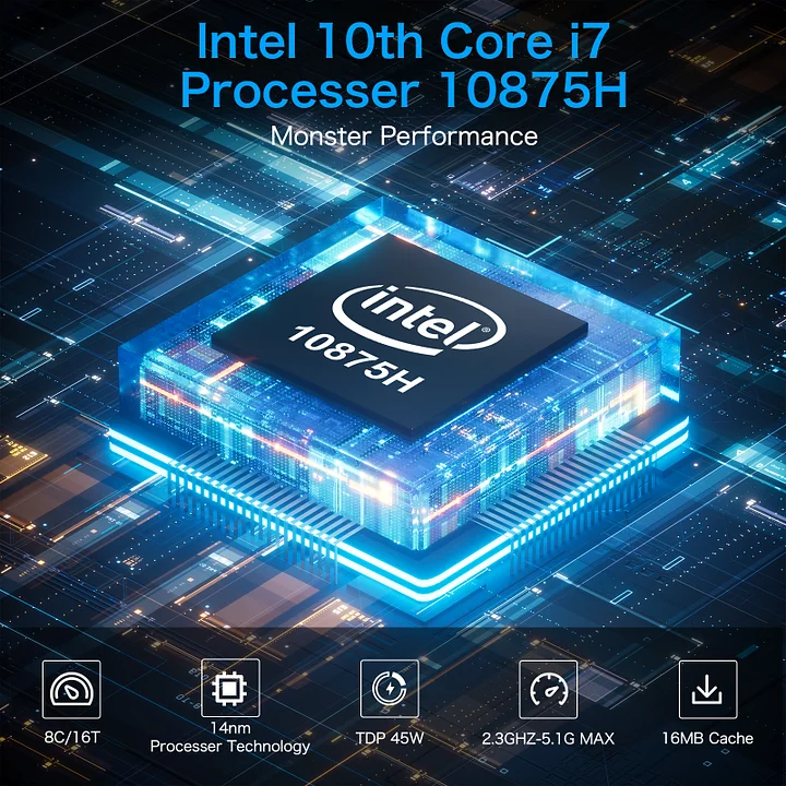 Bộ xử lý Intel® Core™ i7 thế hệ thứ 10 (i7-10875H) Mini PC–NucBox 12 - Ảnh 3