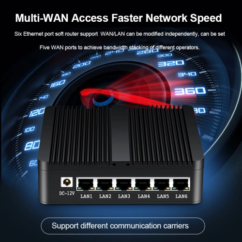 Bộ định tuyến Mini PC không quạt với 6LAN RJ45 COM - Ảnh 2