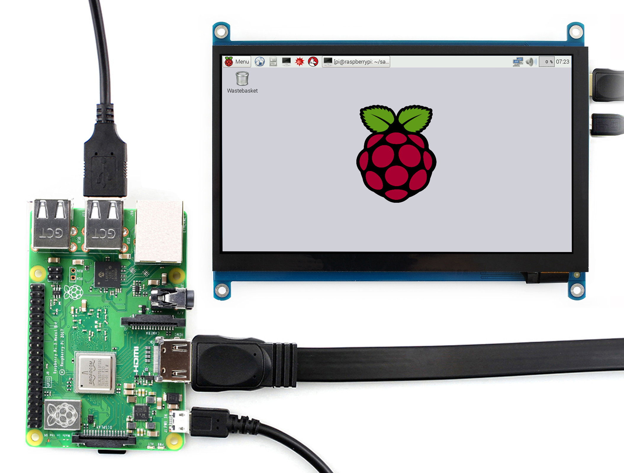 7inch cảm ứng điện dung màn hình LCD (H), 1024 × 600, HDMI, IPS, hệ thống khác nhau hỗ trợ, màn hình hiển thị cho Raspberry Pi 5/4B/3B