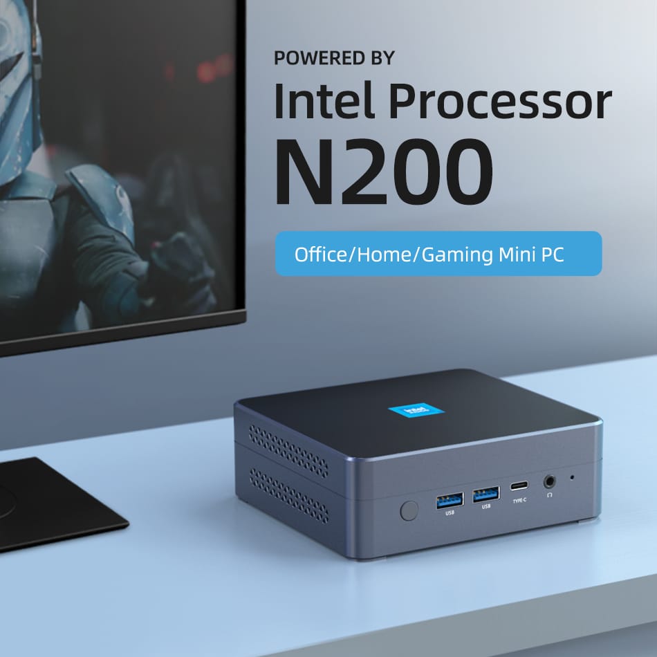 Bộ xử lý Intel N200 Mini PC DDR5 4800MHz M.2 SSD NVMe Windows 11 wifi6 bluetooth5.2 4K 60Hz Type-C HDMI/dp 2.5g Ethernet usb3.2