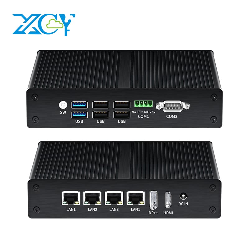 Bộ xử lý Intel PC mini công nghiệp fanless N100 4×2.5G Ethernet i225v RS485 RS232 6x Bộ định tuyến tường lửa Wifi USB Windows Linux