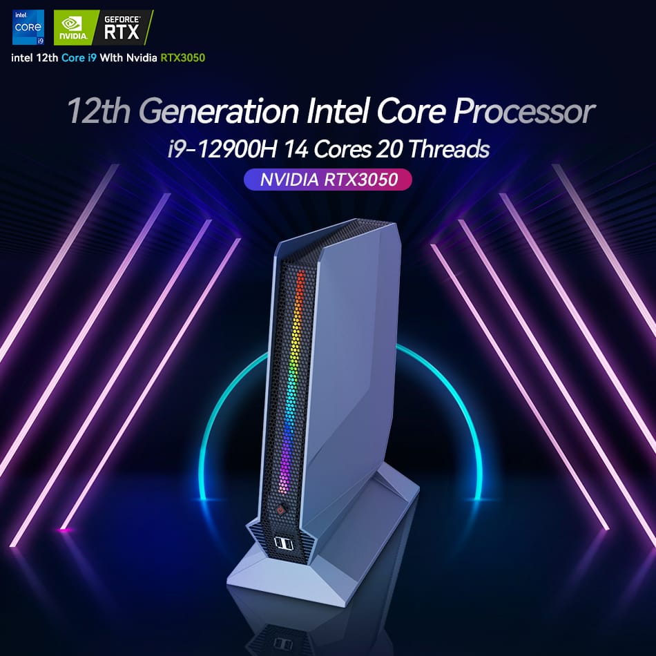 Chơi game Mini PC Intel i9-12900H 14 lõi 20 chủ đề NVIDIA rtx3050 8GB GPU 16GB/32GB DDR4 1TB M.2 NVMe SSD wifi6 Windows 10/11