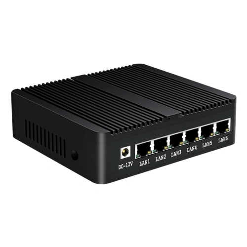 Bộ định tuyến Mini PC không quạt với 6LAN RJ45 COM
