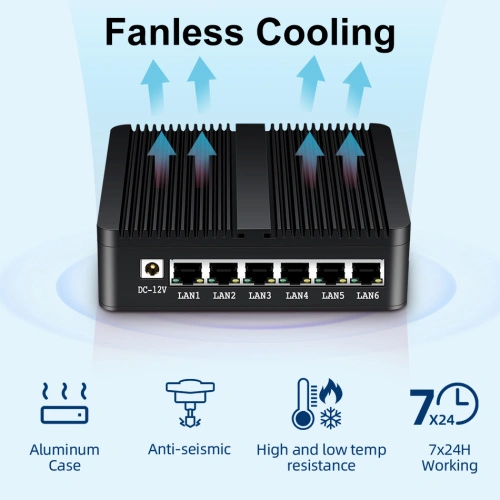 Bộ định tuyến tường lửa không quạt J1900 6*Gigabit Ethernet Mini PC - Ảnh 3