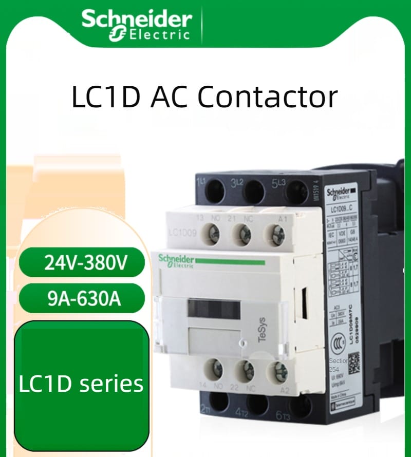Phiên bản Schneider đen mới ba cực AC contactor lc1d09 lc1d12 lc1d18 lc1d25 lc1d32 lc1d38 b7c f7c q7c m7c 24V 110V 220V 380V