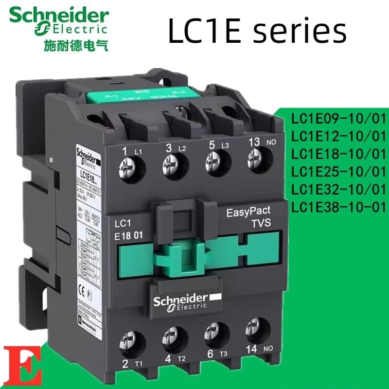 Schneider AC contactor LC1E-0910/1210/1810/2510/3210/3810/0901/1201/1801/2501/3201/3801 24V/48V/110V/220V/380V 4-cực Contactor