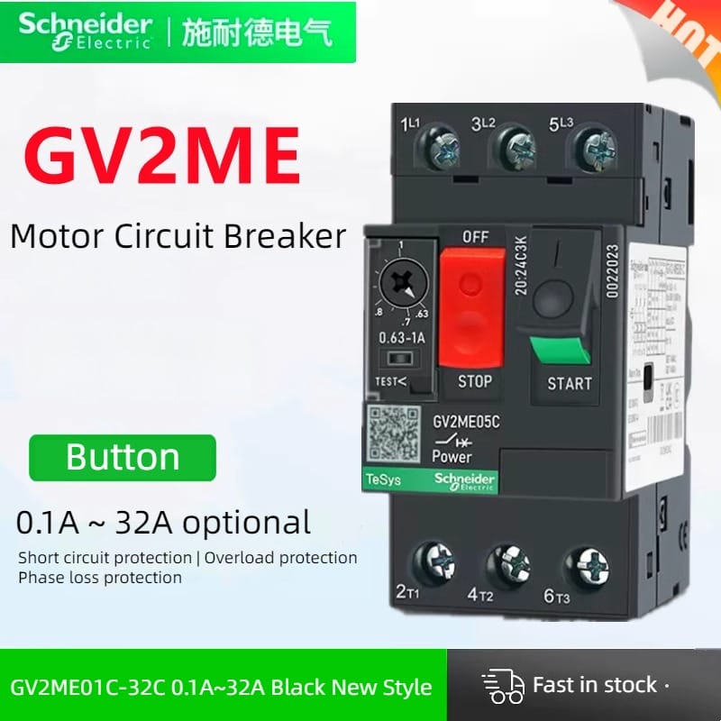 Schneider Bộ Ngắt Mạch bảo vệ động cơ Bộ khởi động động cơ GV2ME01C-32C động cơ ba pha bảo vệ ngắn mạch quá tải