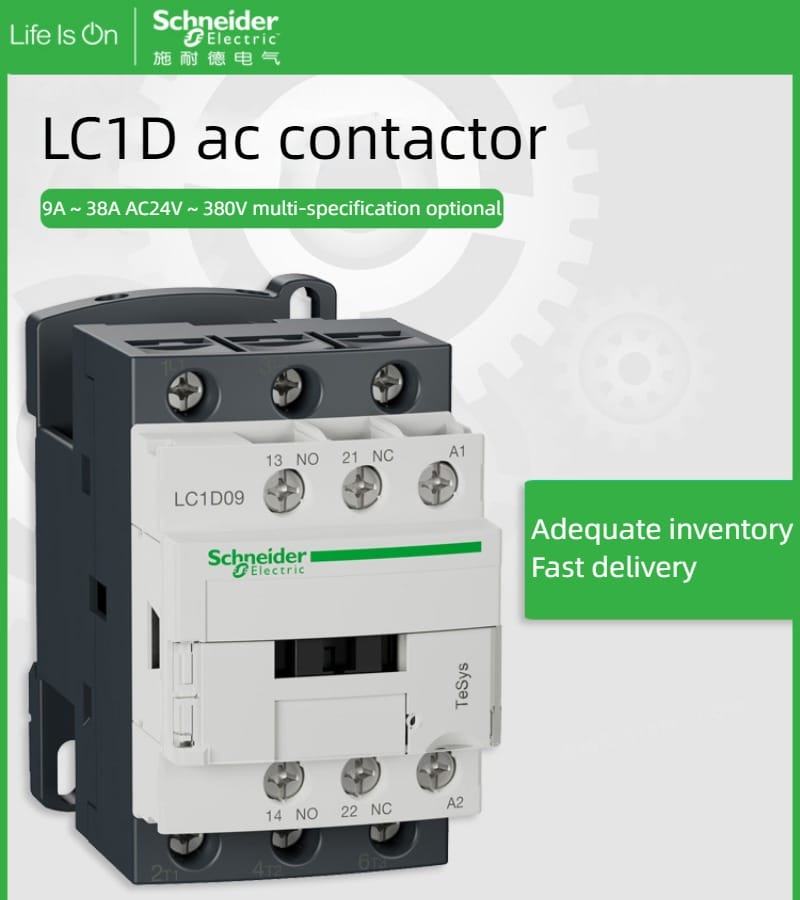 Schneider Contactor 220V AC ba cực Contactor 3 P 3 pha 3 cực 50/60Hz lc1d25 lc1d32 lc1d38 cuộn dây điện áp 24V 110V 220V 380V