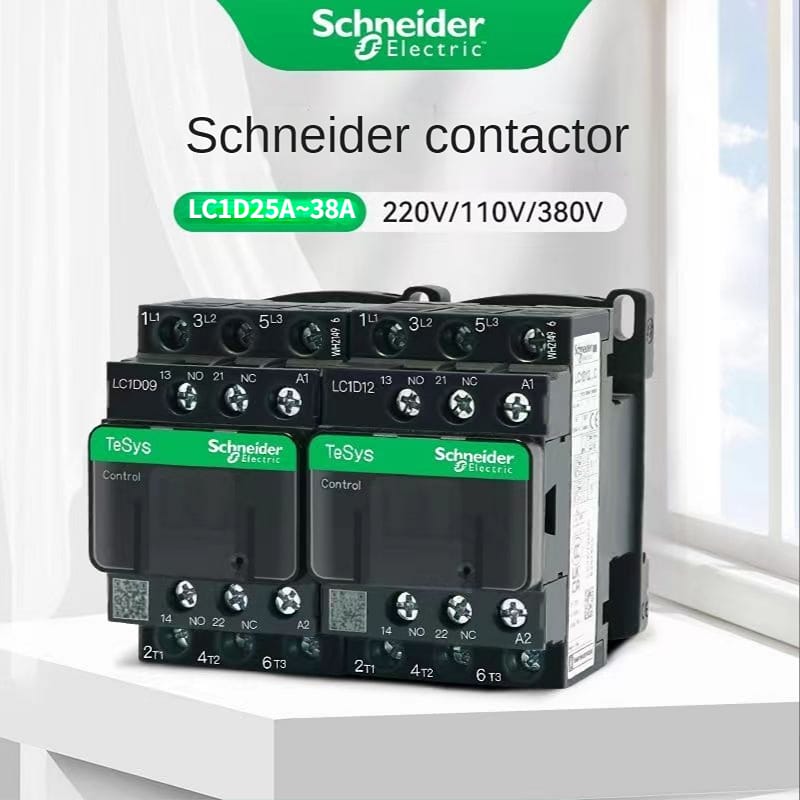 Schneider phiên bản màu đen mới AC ba cực Contactor 3P lc1d25 lc1d32 lc1d38 b7c f7c q7c m7c 24V 110V 220V 380V