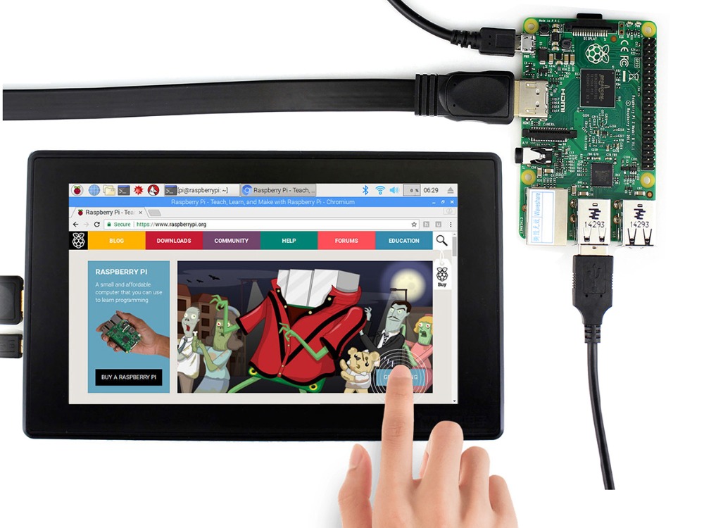Waveshare 7 inch HDMI LCD (H) điện dung màn hình cảm ứng với kính cường lực Bìa 1024×600 IPS Hỗ trợ Mini pcs làm việc như màn hình