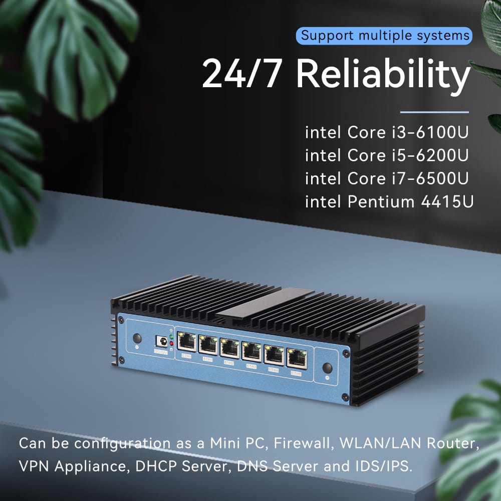 Xcy pfsense tường lửa Router Mini PC Intel Core i7-6500U 6x Intel Ethernet i211at LAN cổng hỗ trợ wifi 4 gam Sim Win 10/11 Linux