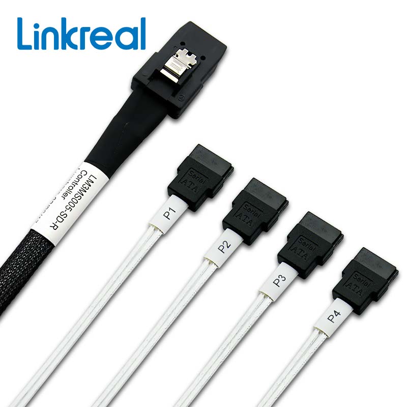 Internal Mini SAS SFF-8087 to 4SATA Cable-motherboard end 80CM