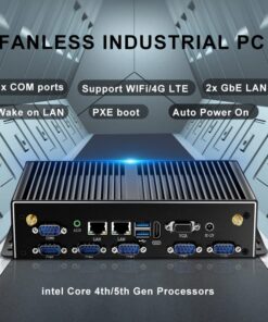 Fanless Công Nghiệp Mini PC i7-5500U Windows Linux 6x COM-RS232 1X RS485 có thể điều chỉnh 2×2.5 gam Ethernet khe cắm Sim Mini PCIe khe cắm