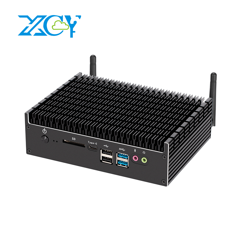 Fanless Mini PC Intel Pentium 5405U DDR4 M.2 NGFF SSD 2x Ethernet DB9 RS232 RS WiFi BT SD Card Slot DP HDMI Type-C Win11 Linux