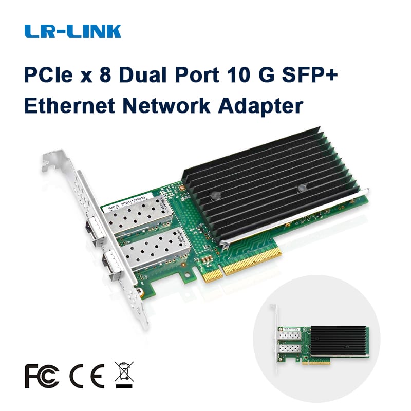LR-LINK 1010pf-2sfp Dual-Port 10 Gigabit Ethernet Card mạng PCI thể hiện sợi quang máy chủ Adapter Nic Intel chip dựa