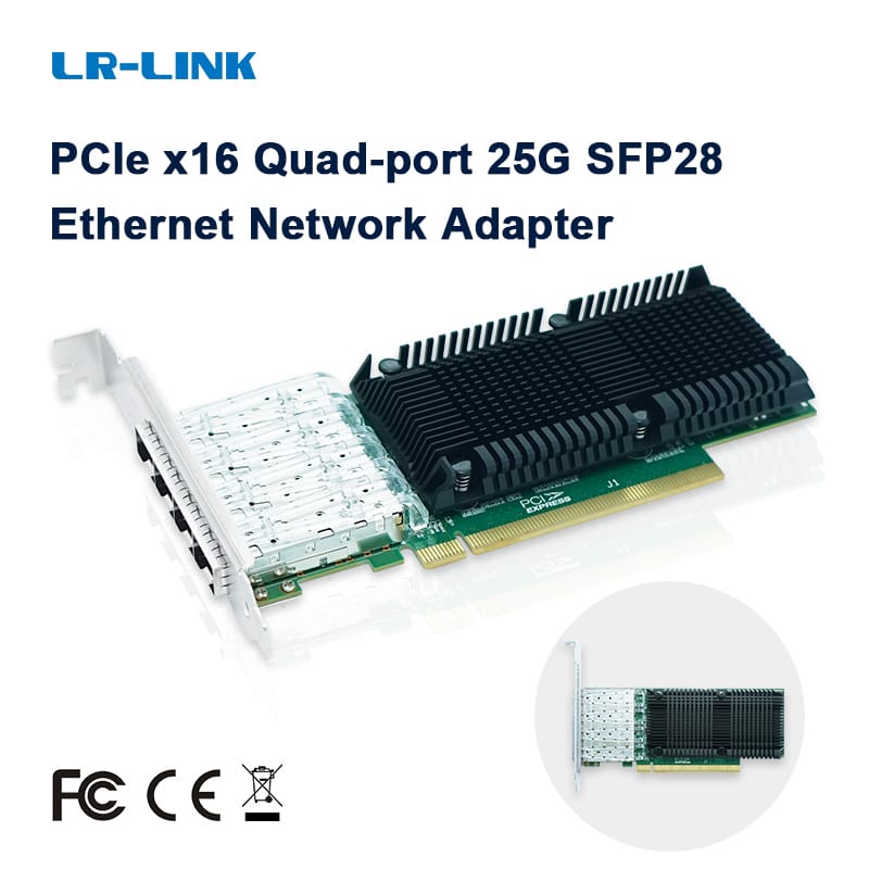 LR-LINK 1023pf Quad-Port 25GB PCIe X16 Card mạng Nic Ethernet Adapter dựa trên Intel E810 chip với cấu hình thấp rdma