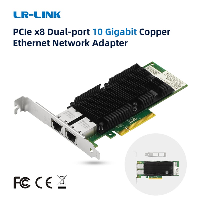 LR-LINK 1025pt 10GB PCI-E X8 card mạng đồng kép RJ45 cổng PCI nhanh Ethernet Lan Adapter Nic so sánh với Intel X550-T2