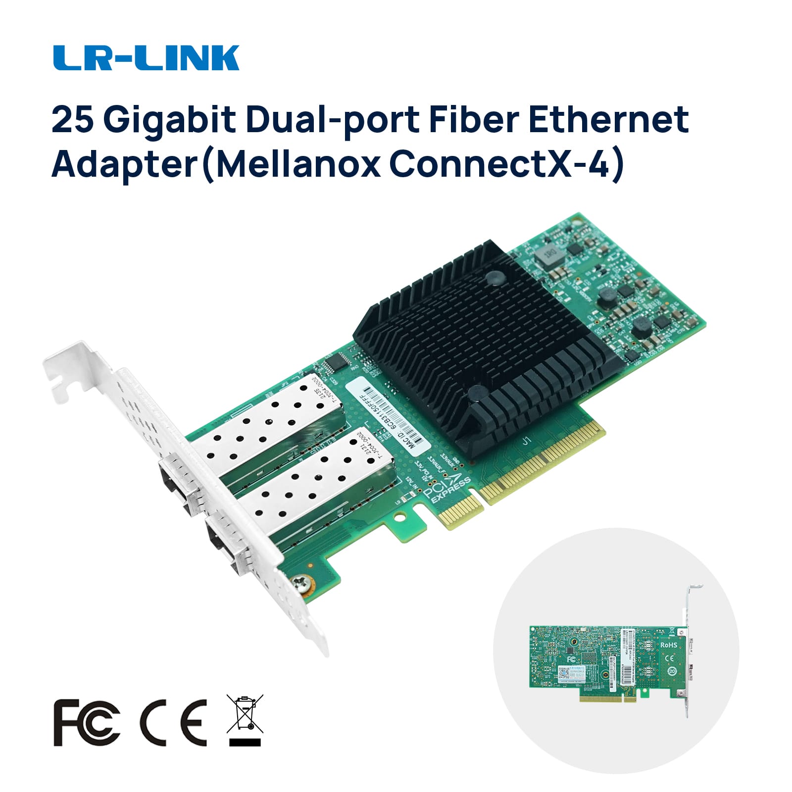 LR-LINK 1026pf-2sfp28 PCIe X8 Dual-Port 25 gam Card mạng sfp28 Ethernet Adapter Mạng dựa trên mellanox chip ConnectX-4