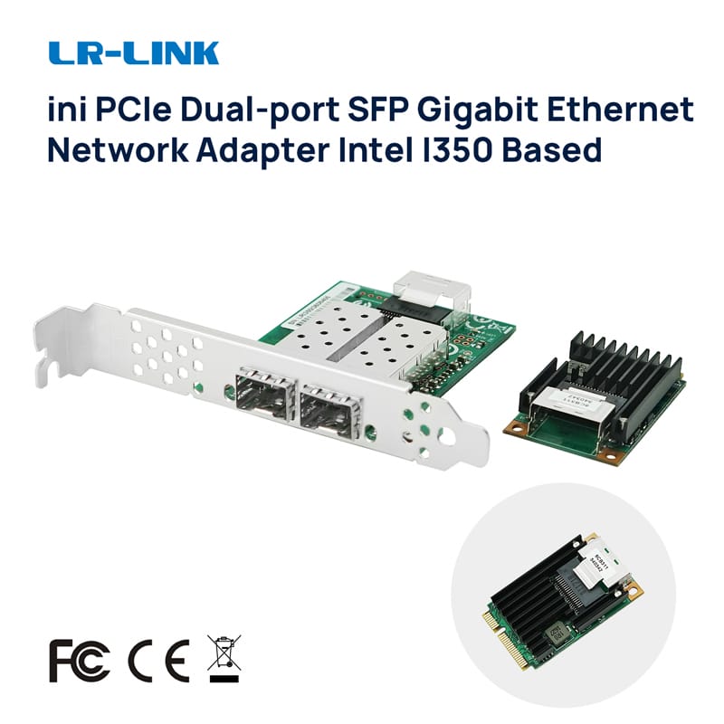 LR-LINK 2203pf-2sfp Dual-Port Mini PCI-Express card mạng Gigabit Ethernet sợi quang Lan Mạng Adapter Intel i350 NIC