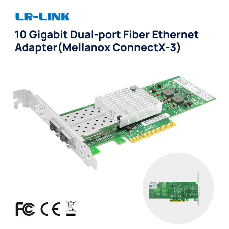 LR-LINK 6822xf-2sfp cổng kép 10GB Ethernet sợi quang Card mạng PCI-E máy chủ Adapter điều khiển mellanox ConnectX-3 NIC