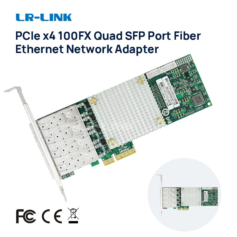 LR-LINK 9054pf-4sfp PCIE x4 Quad-Port 100M Card Mạng sợi SFP Ethernet Adapter Mạng dựa Intel i350am4 chip