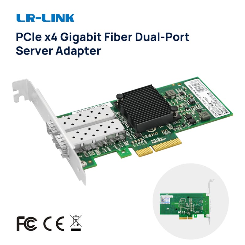 LR-LINK 9712hf-2sfp Dual-Port Gigabit Ethernet sợi quang Lan card mạng 1GB PCI-E Network Adapter Intel I350-F2 tương thích